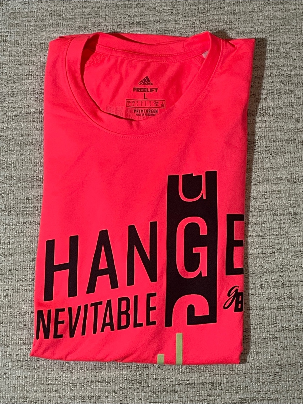 Adidas Mens L Neon Pink Graphic Motivational T Shirt - Picture 12 of 13